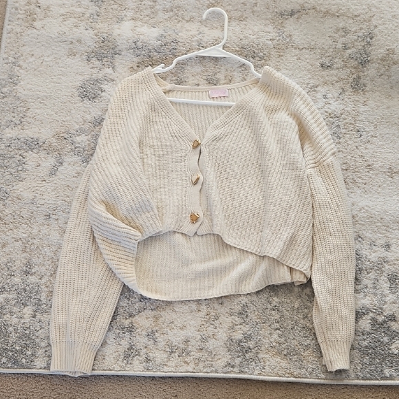 Pink Lily Cream Knit Cardigan - Picture 1 of 6